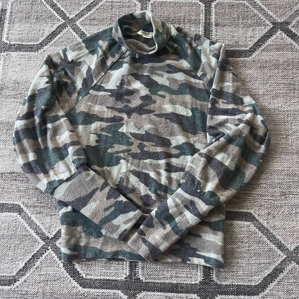 Anthropologie Maeve Pullover Mock-Neck Camo Sweater